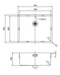 Pure.Sink Comfort PVD златна мивка 50x40 см, радиус 10 мм, за вграждане, за вграждане в плот и за монтаж върху плот PCM5040-60