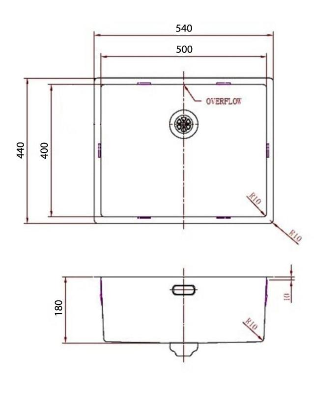 Pure.Sink Comfort Мивка с PVD покритие в цвят „Gun metal“, 50x40 см, радиус 10 мм, за вграждане, за вграждане в плот и за монтаж върху плот PCM5040-61