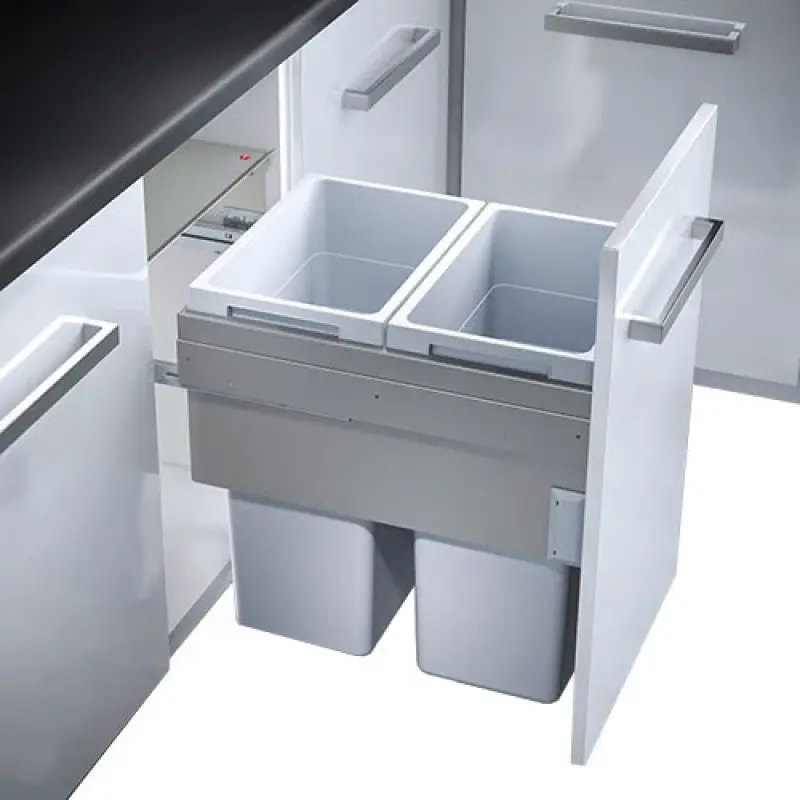 HAILO Euro Cargo Контейнер за отпадъци 2 x 38 литра с функция за бавно затваряне, за шкаф, 2294