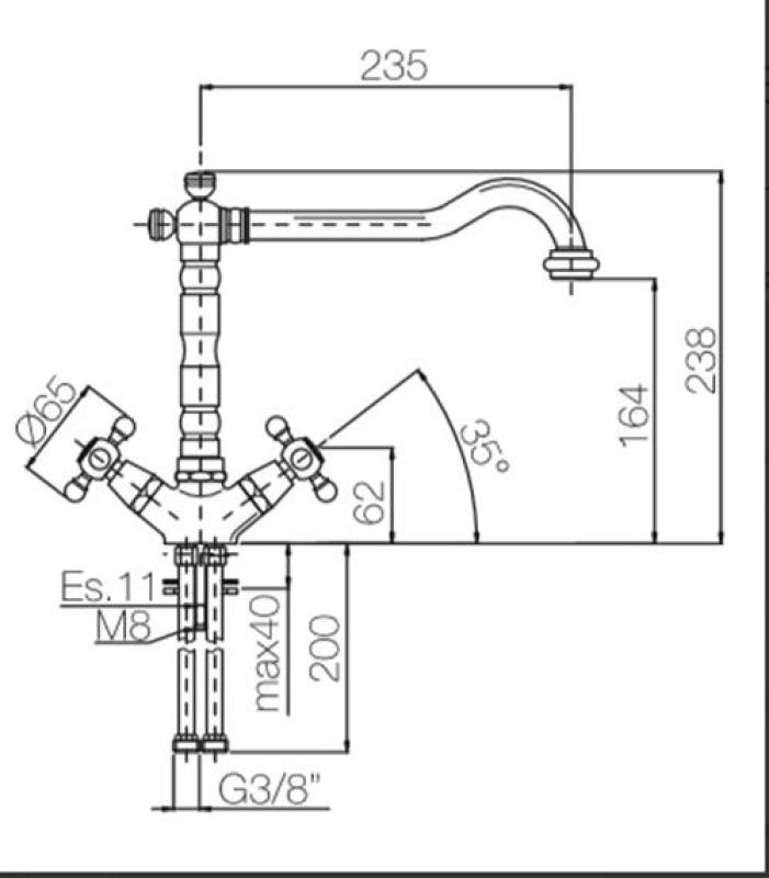 PB Носталгичен кухненски смесител V1910 Хром