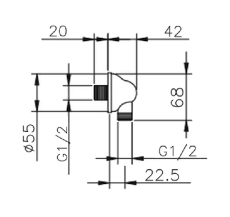 Huber Croisette Сгъваем ъгъл Хром за връзка на душова маркуча 67.02H.CR
