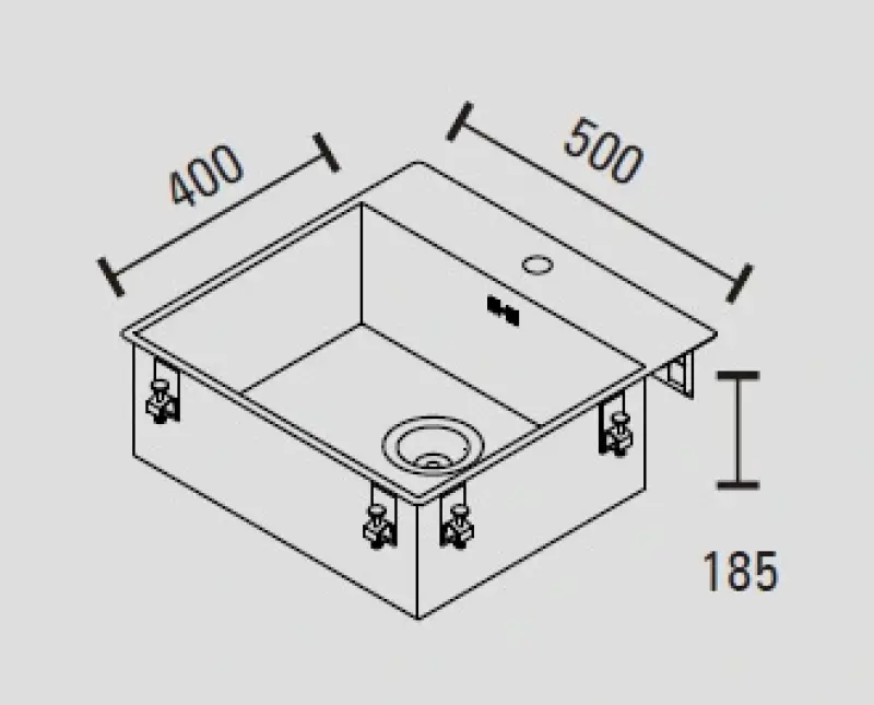 ABK Baronga Мивка неръждаема стомана 54x53cm с отвор за смесител, за скрит монтаж BAR50FKVI