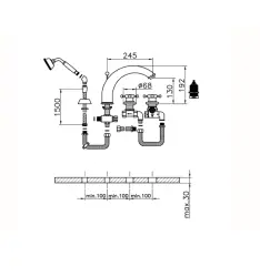 Huber Victorian 4-дупков Термостатичен смесител за вана с душ комплект Хром VTT7601021