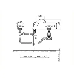 Huber Victorian 3-отворен Термостатичен Смесител за умивалник Хром VTT71010