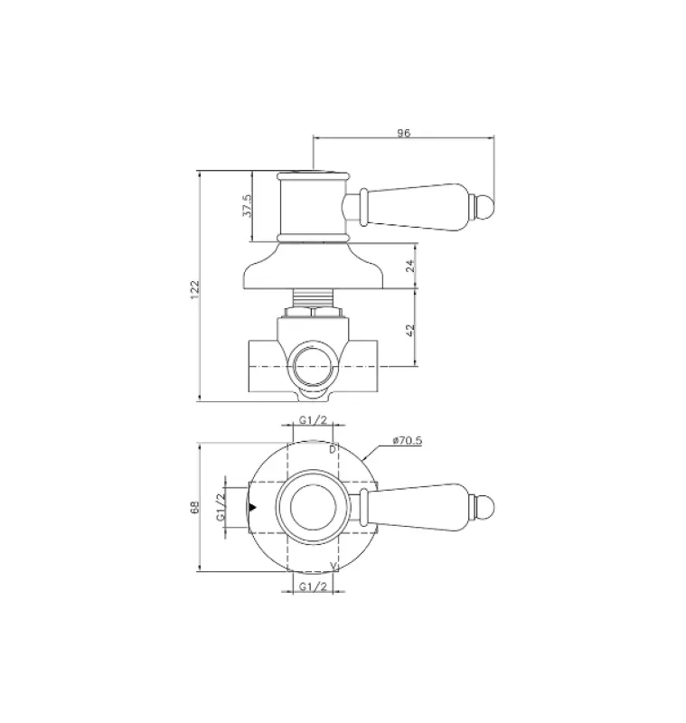 Huber Victorian 2-посочен Превключвател Хром 653.VT01H.CR