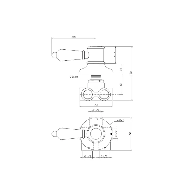 Huber Victorian 3-посочен превключвател хром VT00027021
