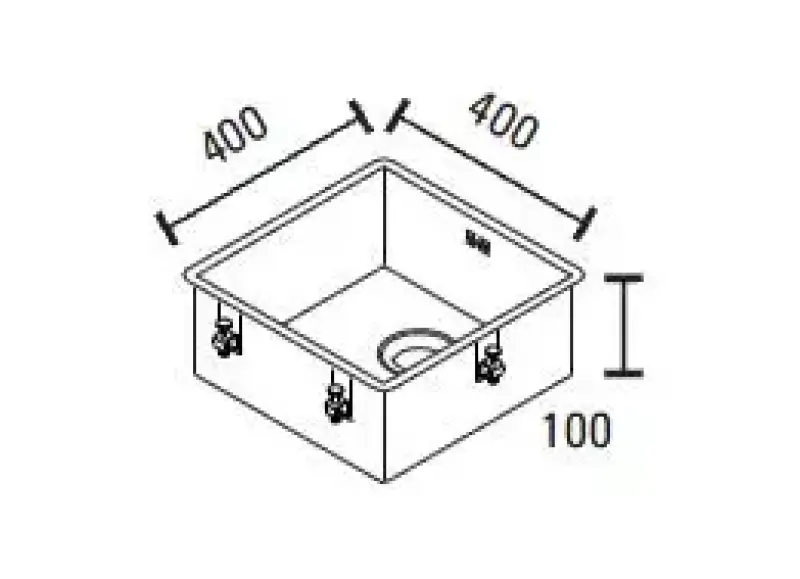ABK Baronga плоска 10cm мивка от неръждаема стомана за достъп на хора с увреждания 40x40 cm за монтаж под и над плота BAR4010FVI