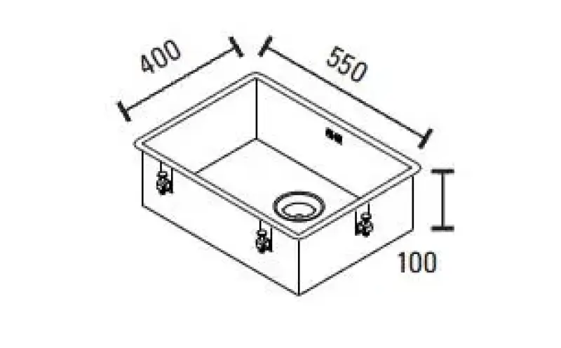 ABK Baronga Голяма, плоска мивка от неръждаема стомана за достъп на хора с увреждания с дълбочина 10 cm 55x40 cm за монтаж под и над плота Bar5510FVI