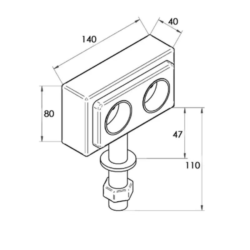 Контактна кутия за кухненски остров с 2 заземени контакта